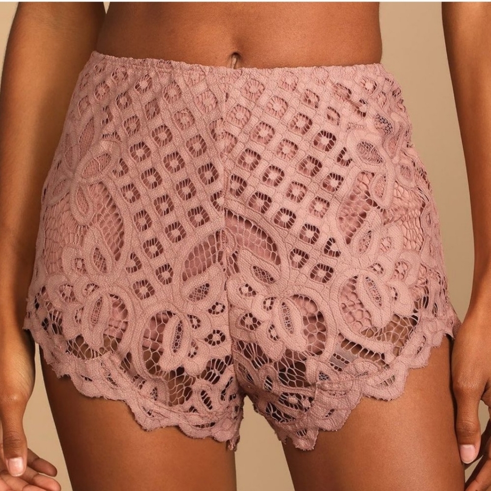 Free People Adella Blush Lace Shorts - Picture 2 of 13